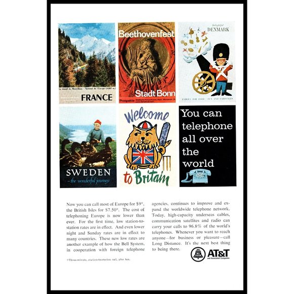 1967 AT&T Bell Long Distance Vintage Print Ad Retro Travel Tourism Posters Art - Picture 1 of 1